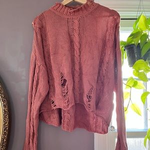 Distressed Crop Sweater